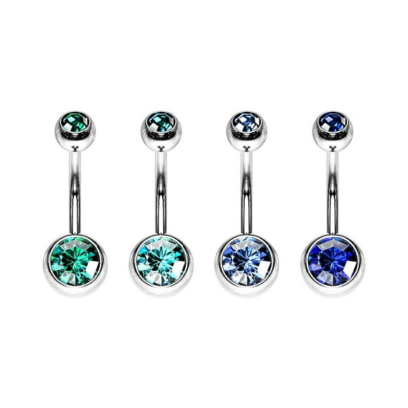 Luxe Modz 4PCS 14G Belly Button Rings Surgical Steel Double CZ Navel Ring Piercing Jewelry