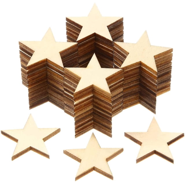 300 piezas de madera sin terminar en forma de estrella, para proyectos artesanales y decoración (1 pulgada),11 Feliz Sencillez