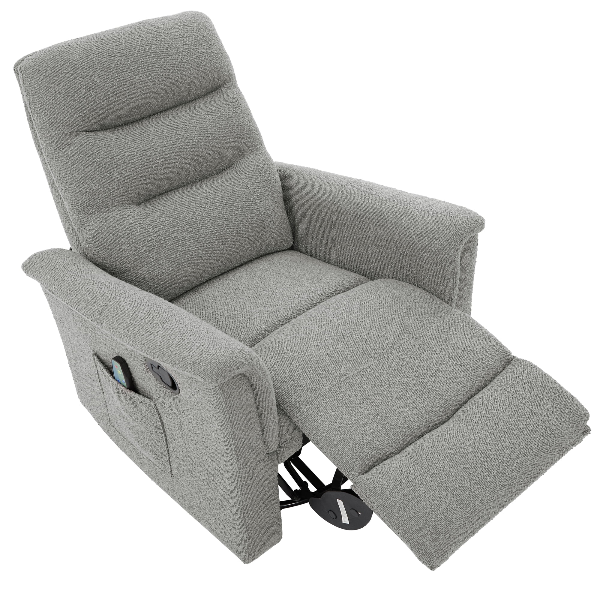 Euroco Manual Recliner Chair, 270° Swivel Rocker Chair with 8-Point Massage Function and Adjustable Backrest,Nursery Rocking Recliner for Living Room, Bedroom and Nursery,Grey
