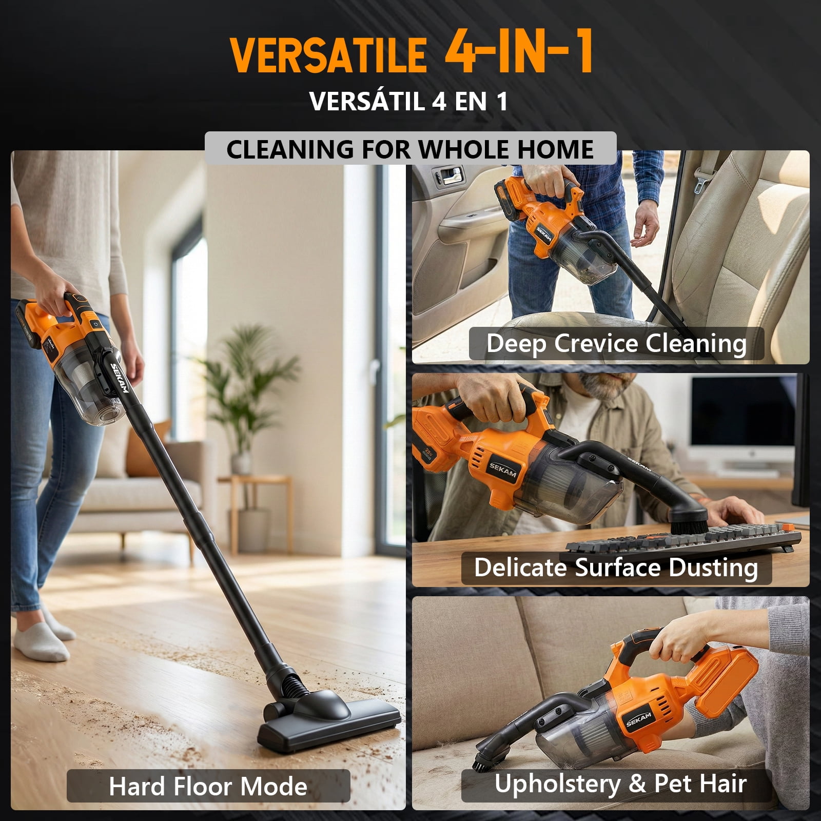 SEKAM Cordless Vacuum Cleaner Compatible with DeWalt 20V Battery, 16KPa Handheld Vacuum (Tool Only, Battery Not Included)