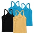 thumbnail image 3 of Eltusu Girls Cotton Tank Tops, Dance 4 Pieces Sleeveless Y-Back Summer Vest Shirts Yellow Size 6-7 T, 3 of 5