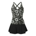 thumbnail image 5 of DHFJKG Womens Swimsuits Tankini Criss Cross V Neck Floral Top With Skirt Bottom Swimwear Two Piece Bathing Suit Casual Beachwear, 5 of 6