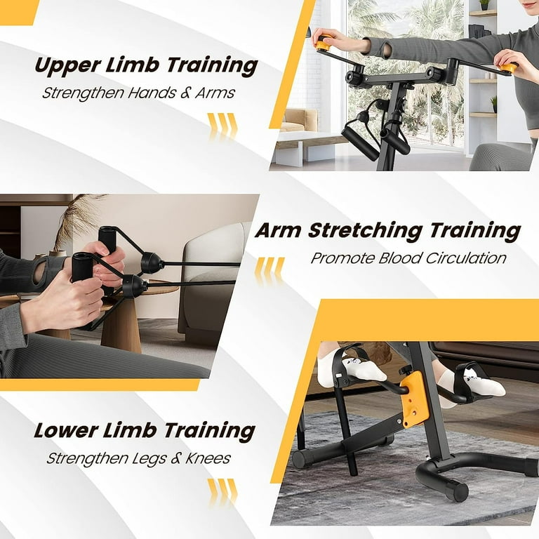 Foldable Pedal Exerciser for Seniors Hand Arm Leg Knee Physical Therapy Exercise Bike w Adjustable Height Handgrip Resistance Band Recovery Home Workout Equipment for Elderly Walmart