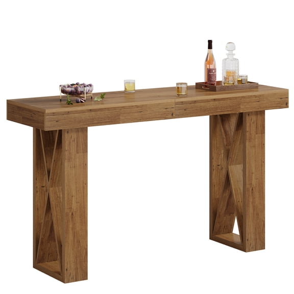 Tribesigns Bar Table, 39.37'' Counter Height Pub Table with Wooden X-Shaped Frame, Rectangular Home Bar Unit for Kitchen, Dining Room, Bistro