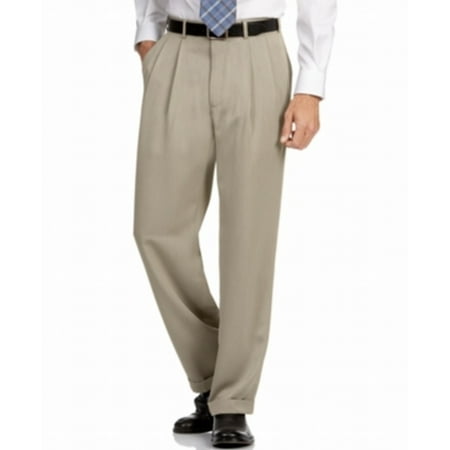 Perry Ellis NEW Beige Taupe Mens Size 42x36 Pleated-Front Dress Pants
