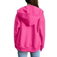 thumbnail image 4 of Women's Solid Color Zip Up Hoodie, Lightweight Fleece Lined Long Sleeve Casual Jacket, Oversized Fall Winter Sweatshirt for Daily Streetwear and Lounge Hot Pink M, 4 of 8