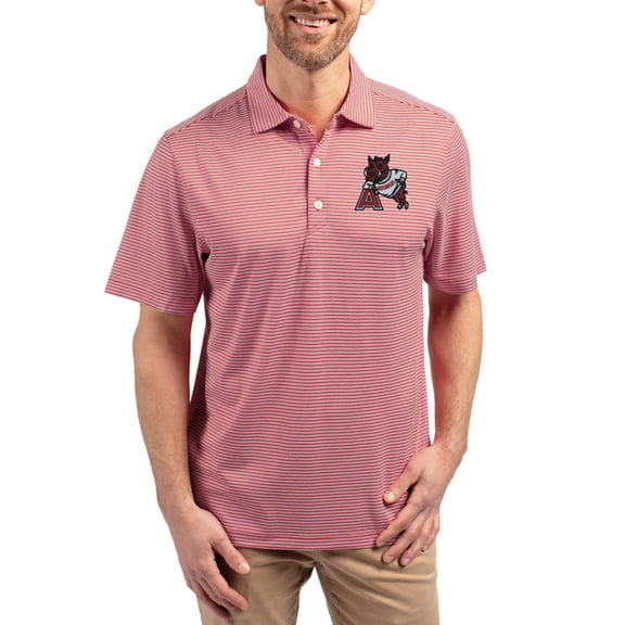 Men's Cutter & Buck Cardinal Arkansas Razorbacks Forge Eco Double Stripe Stretch Recycled Polo