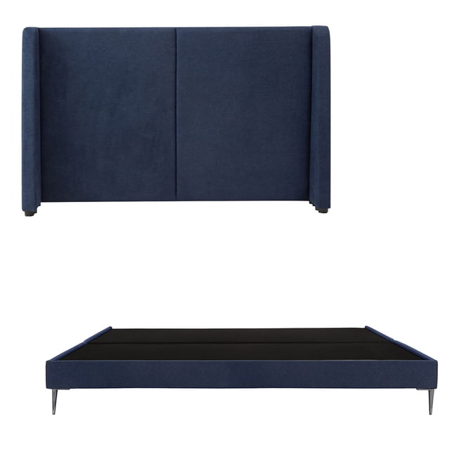 Base Cama Slim King Size + Cabecera Milan Azul Marino