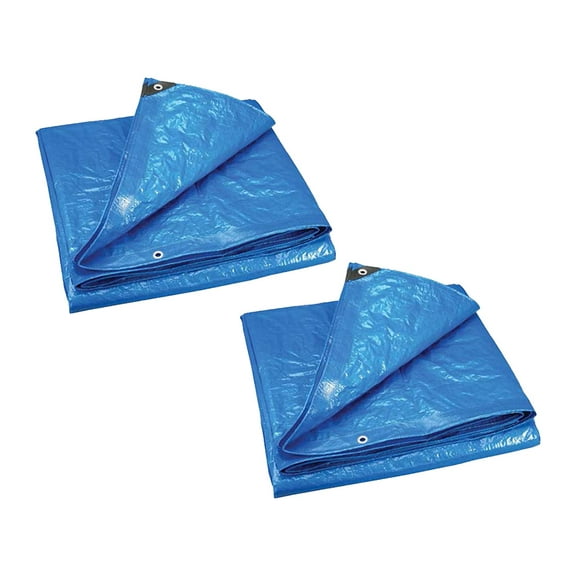 (2 Pack) 20'X40' Blue Poly Tarp Tarpaulin Poly Cover Canopy with Grommets