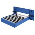 thumbnail image 4 of Queen Size Storage Upholstered Hydraulic Platform Bed with 2 Shelves, 2 Lights and USB, Blue, 4 of 7