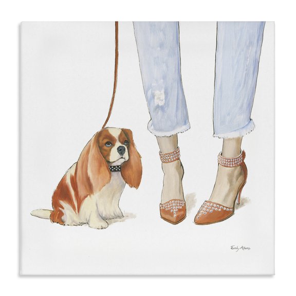 Stupell Industries Art Deco Orange Heels Dog Walk Canvas Art, 24 x 24, by Emily Adams