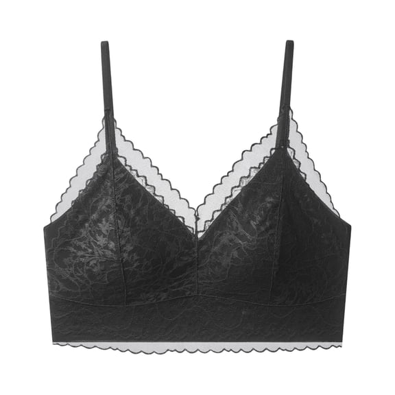 IFNWSV Seamless Bras for Women Solid Color Lace Fixed Cups Adjustable Straps Push Up Breathable Back Smoothing Bra Black 38BC