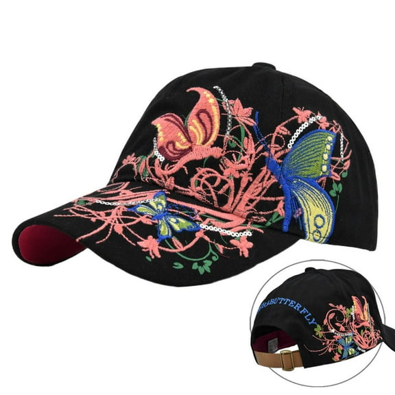 Trucker Hats Womens Hat Trendy Creativity Flowers Butterfly Sequins Embroidered Baseball Cap