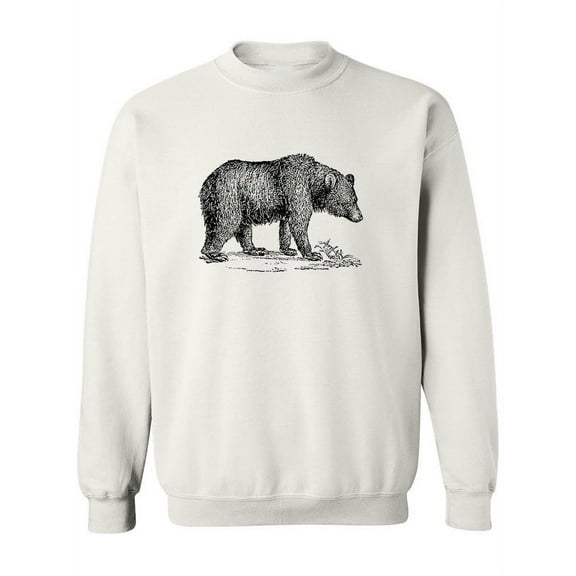 Brown Bear Sketch Sweatshirt Women - Women Sweatshirt, White, Large
