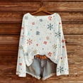 thumbnail image 4 of Sakmal Christmas Womens Fall Sweaters Cotton Crop Ugly Fashion Crew Neck Snowflakes Print Sweater for Women L, 4 of 6