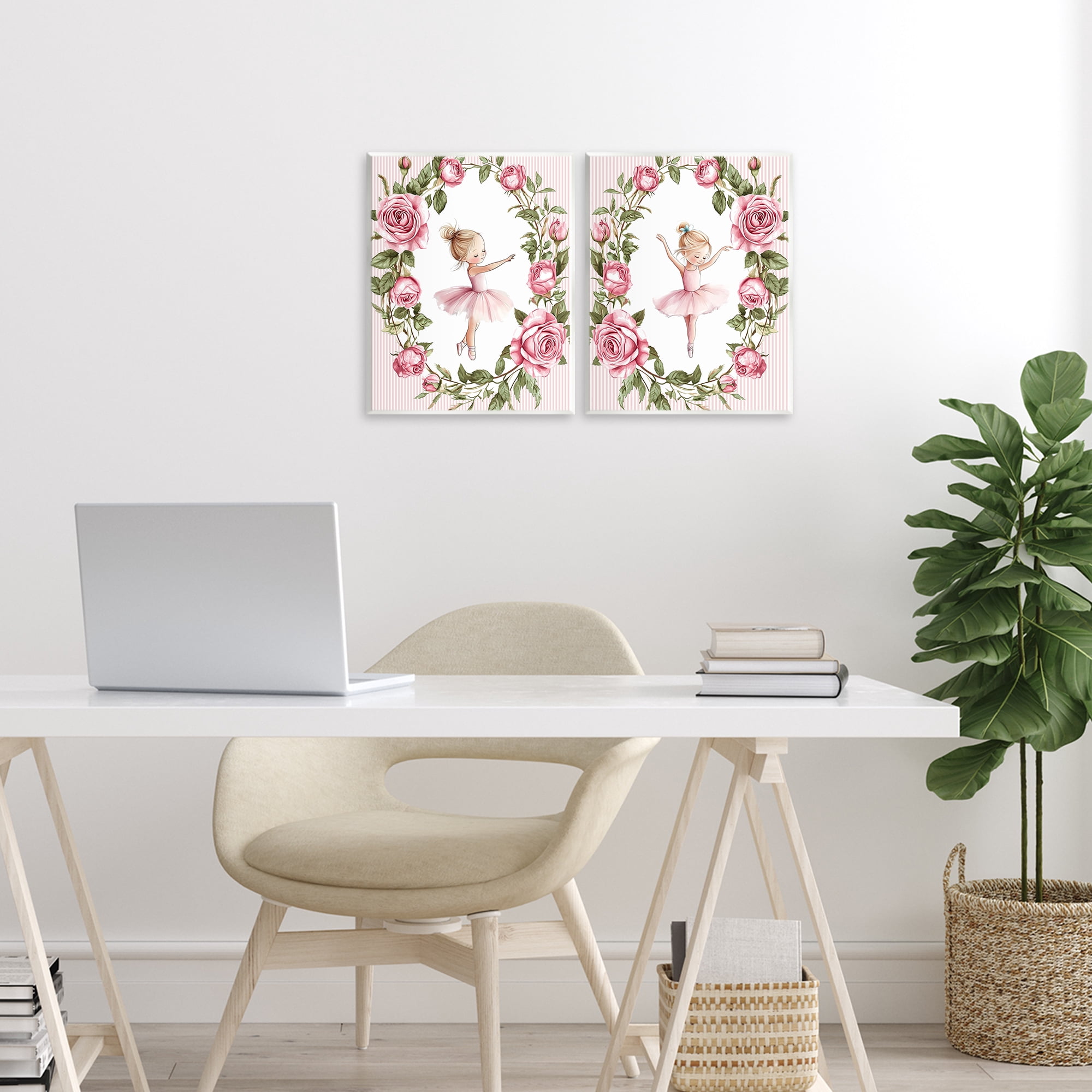 Stupell Industries Little Rose Dancers 2 Piece Wall Plaque Art Set, design by Christine Simpson Art