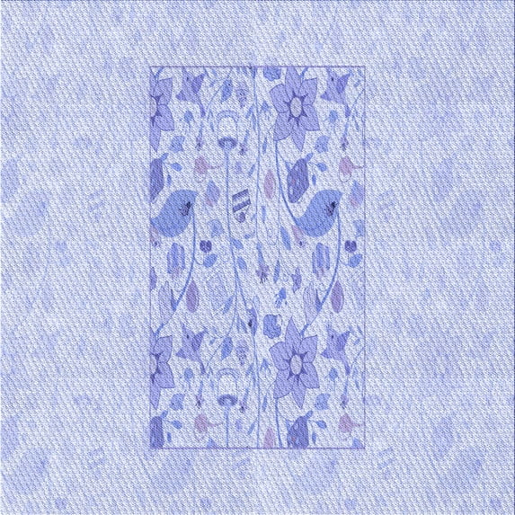 Ahgly Company Machine Washable Indoor Square Transitional Lavender Blue Area Rugs, 6' Square