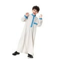 thumbnail image 5 of SUXIAN Boys Jacket Arabic Thobe Long Sleeve Kaftan Robe National Embroidered for Children White 9-10 Years, 5 of 9