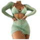 thumbnail image 1 of Bikini sólido con correa para mujer, Bikini con escote en V profundo, conjunto de traje de baño dividido cómodo, traje de baño de tres piezas OAVQHLG3B Store  lin121212, 1 of 4