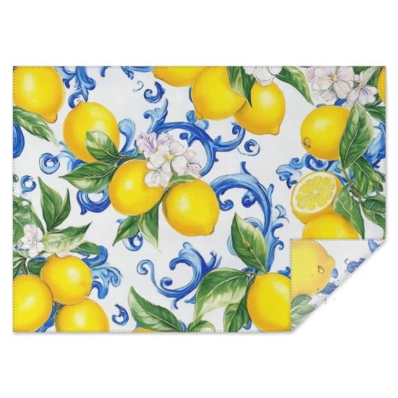 Lemon Rectangle Tablecloth 60"x84",Waterproof Polyester Rectangle Table Cloth, Wipeable Spillproof Polyester Tablecloth for Dining, Camping, Indoor and Outdoor