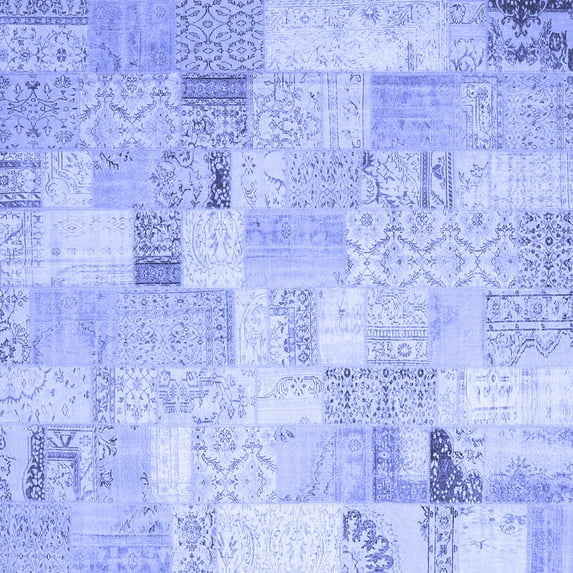 Ahgly Company Indoor Square Patchwork Blue Transitional Area Rugs, 6' Square