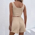 thumbnail image 4 of ICHUANYI Liquidación Conjunto de pantalones cortos sin mangas para mujer con bolsillo en la cintura ICHUANYI WER202308232933, 4 of 4