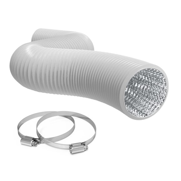 TerraBloom Conduit Flexible 6 Pouces - Blanc 8 Pieds Conduit en Aluminium Flexible avec 2 Pinces - Tuyau d'Air Ventilé à 4 Couches - Idéal pour Tentes de Culture, Salles de Séchage, Lignes de Registre de Ventilation de Maison