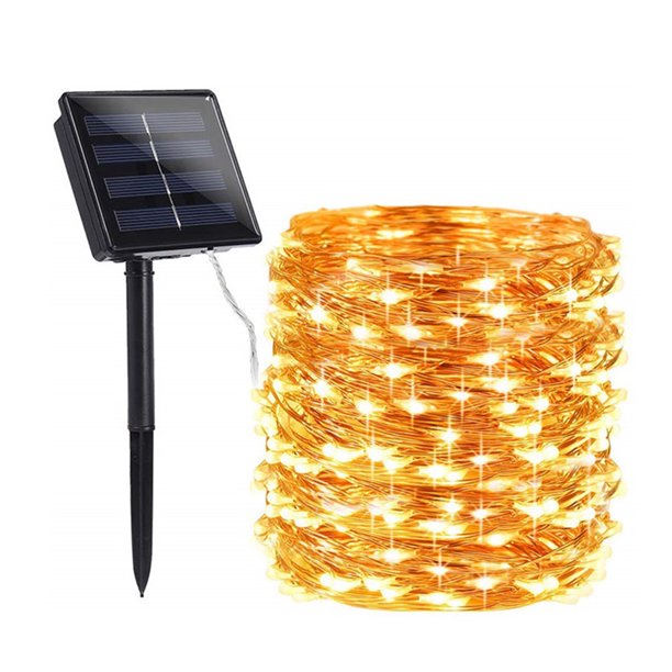 100/200 LED 12 / 22m Lámpara de cadena de alambre de cobre solar Yard Holiday Luz universal para iluminación Decoración de productos Hugtrwg Para estrenar