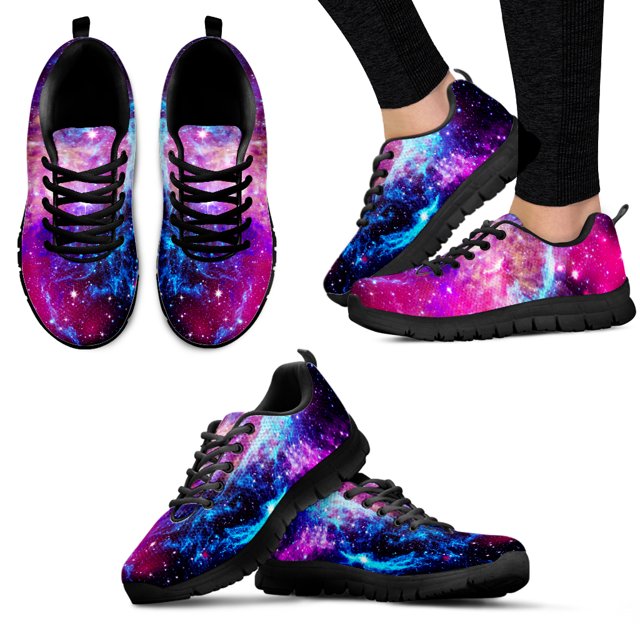 Bonitas zapatillas de malla con estampado 3D de galaxia para mujer, ligeras, cómodas, planas, transpirables, con cordones