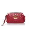 Pre-Owned Gucci GG Marmont Matelasse Crossbody Bag Calf Leather Red