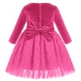 thumbnail image 2 of IDOPIP Toddler Kids Girls Shiny Velvet Dress Long Sleeve Fall Winter Christmas Dresses 90 Hot pink, 2 of 7