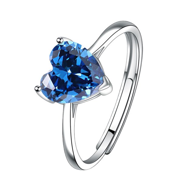 Anillo de Cristal Corazón de Dama Anillo de Circón en Forma de Corazón para Mujer Accesorio de Moda