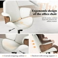 thumbnail image 5 of Merluxy Home Office Chair with Wheels and Bentwood Arms, PU Leather Swivel Desk Chair with Lumbar Support and Headrest, Height Adjustable Modern Computer Chair for Office, Study, White, 5 of 6