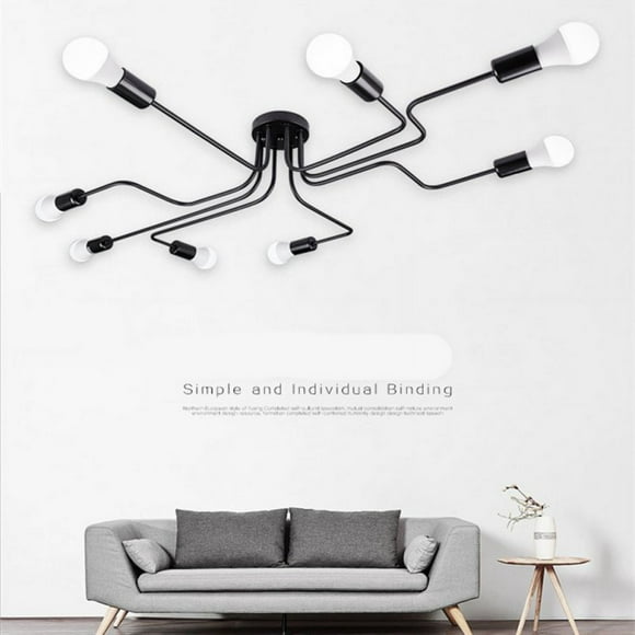Vintage Wrought Iron Led Ceiling Lamp Living Room Bedroom Lamparas for Home Lighting 8 black