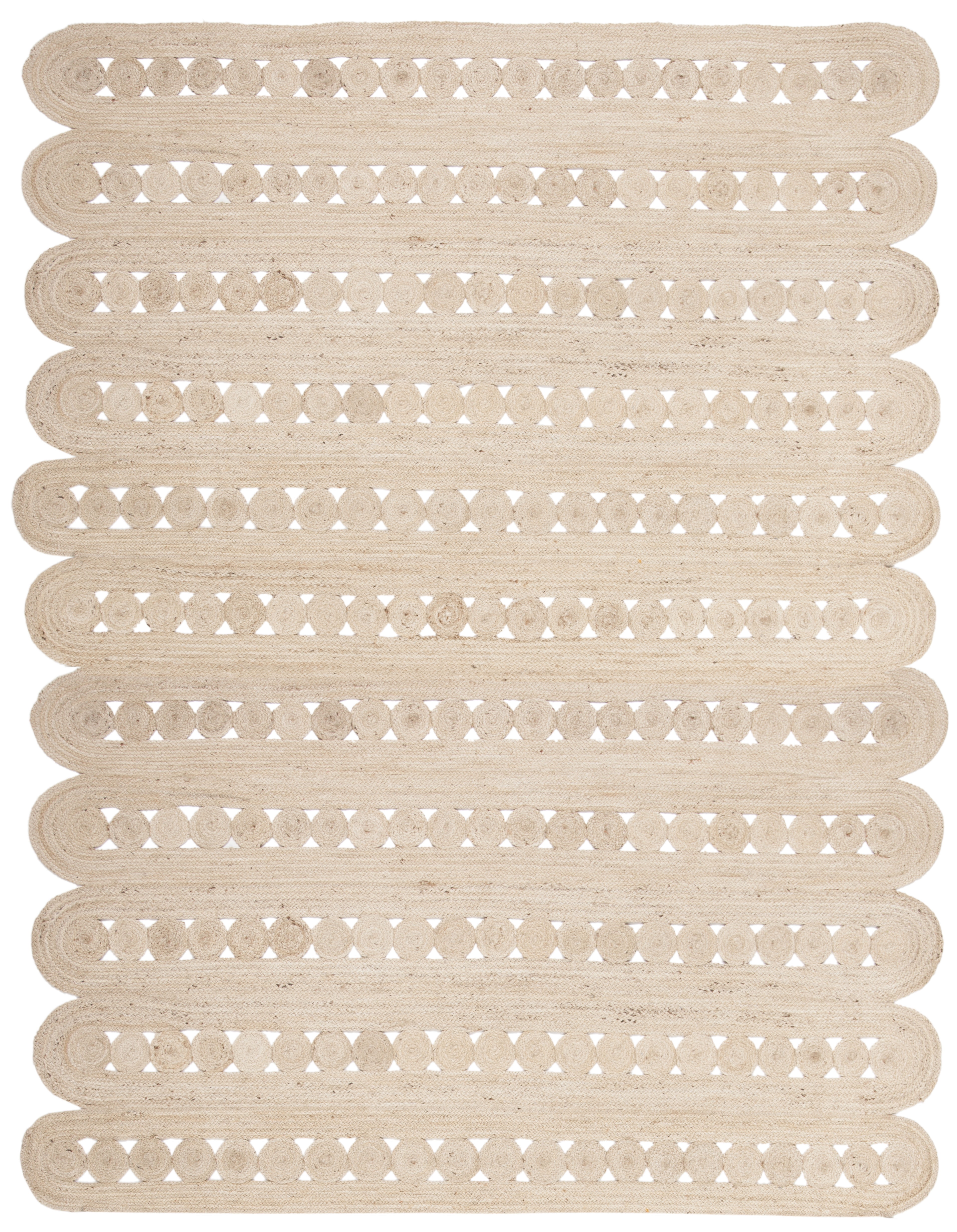 SAFAVIEH Natural Fiber Kaelee Braided Geometric Jute Area Rug, Ivory, 8' x 10'