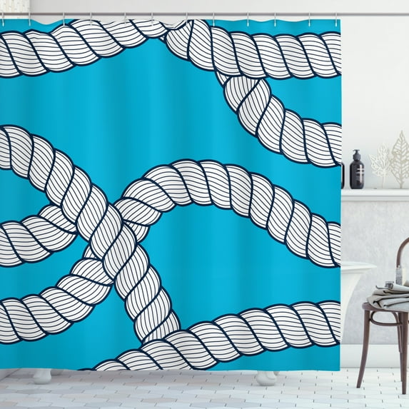 Ambesonne Blue Nautical Shower Curtain, Blue Background, 69"Wx75"L, Dark Violet Blue White