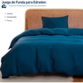 thumbnail image 3 of Juego de Funda Duvet, Bluelander, para Edredón Individual, Diseño Liso, Azul, 3 of 8