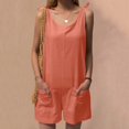 thumbnail image 6 of Baqcunre Rompers for Women 2023 Linen Cotton Pockets Rompers Playsuit Shorts Suspenders Jumpsuit Pants for Women Jumpsuits for Women Overalls for Women Loose Fit Womens Clothes Red XL, 6 of 7