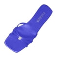 thumbnail image 2 of Women's Flat Sandals Summer Comfortable Square Open Toe Slip On Leather Slide Sandals Blue 5.5, 2 of 7