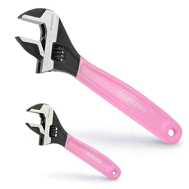 Juego de llaves ajustables WORKPRO Pink de 15 cm y 25 cm de acero Cr-V
