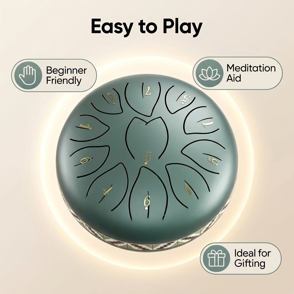 Steel Tongue Drum 6 Inch 8 Tone with Mallets, Hand Pan Drum for Meditation, Purple