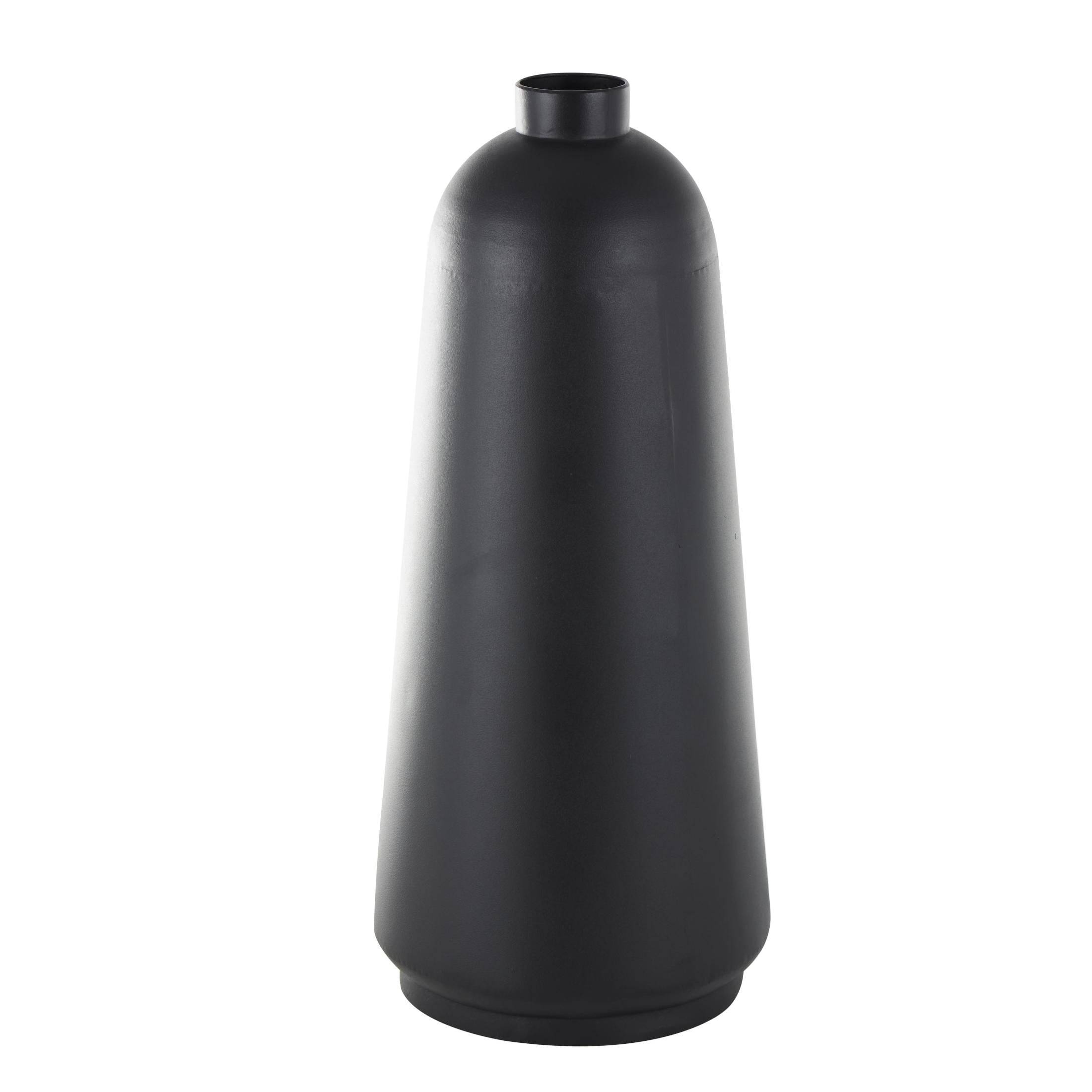 DecMode 30" Black Metal Vase with Narrow Opening