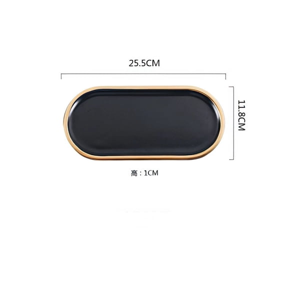 CHUNTIAN Ceramics Storage Tray Marbling Black Plate Oval Fruit Jewelry Food Dessert Dish Decorative Decoration Household Kitchen Supplies