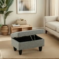 thumbnail image 3 of Grey Linen Storage Ottoman for Living Room Sofa, 3 of 8