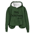 thumbnail image 3 of Fanxing Yes I'm Still Freezing Hoodies for Women Fall Winter Warm Fleece Hooded Sweatshirts Loose Fit Sherpa Lined Pullover Hoodie Sweatshirt S-4XL, 3 of 4