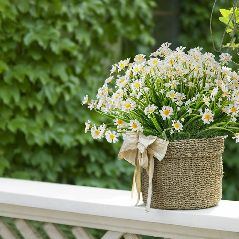 4 Bundles Artificial Daisy Flowers Outdoor UV Resistant Flowers