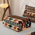 thumbnail image 6 of Homewish Bohemian Cowboy Zipper Twin Comforter Sets with Fitted Sheet and 2 Pillowcases,Rustic Boho Stripes Zipper Bedding Set,Brown Teal,Light Gray Reversible,4pcs, 6 of 8