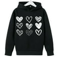 thumbnail image 6 of Girls Hoodie Kids Heart Print Pullover Lightweight Oversized Black Youth Casual Sweatshirt,Size 9 T, 6 of 8