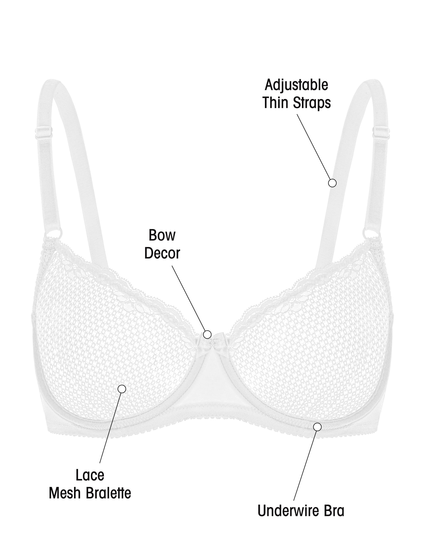 WingsLove, Women's Lace Bra, 38D, See-Through Mesh Demi - Walmart.com