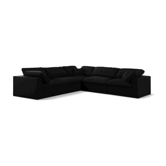 Meridian Furniture Serene Black Linen Fabric Deluxe Modular Sectional